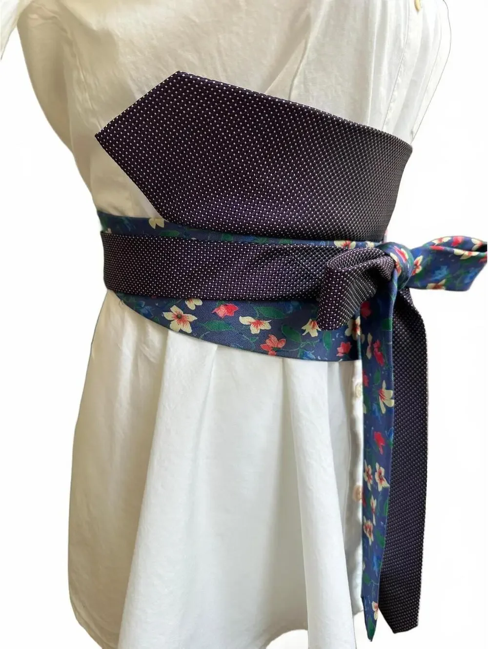 Upcycled Silk Necktie Obi Belt | Handmade Corset Style Belt | One-of-a-Kind | OS